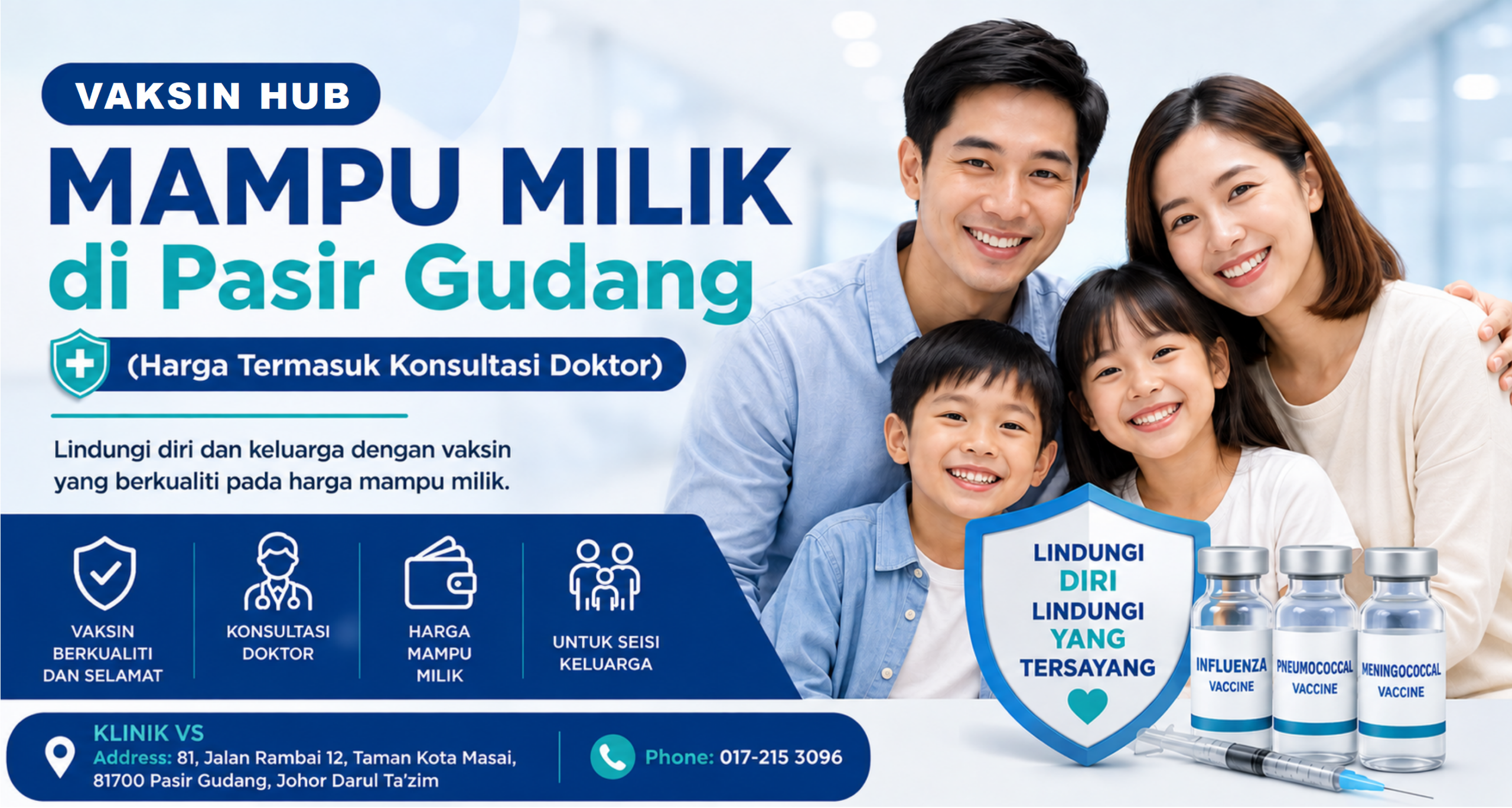 Senarai harga vaksin Qdenga Typhoid Influenza di Klinik VS Pasir Gudang Johor