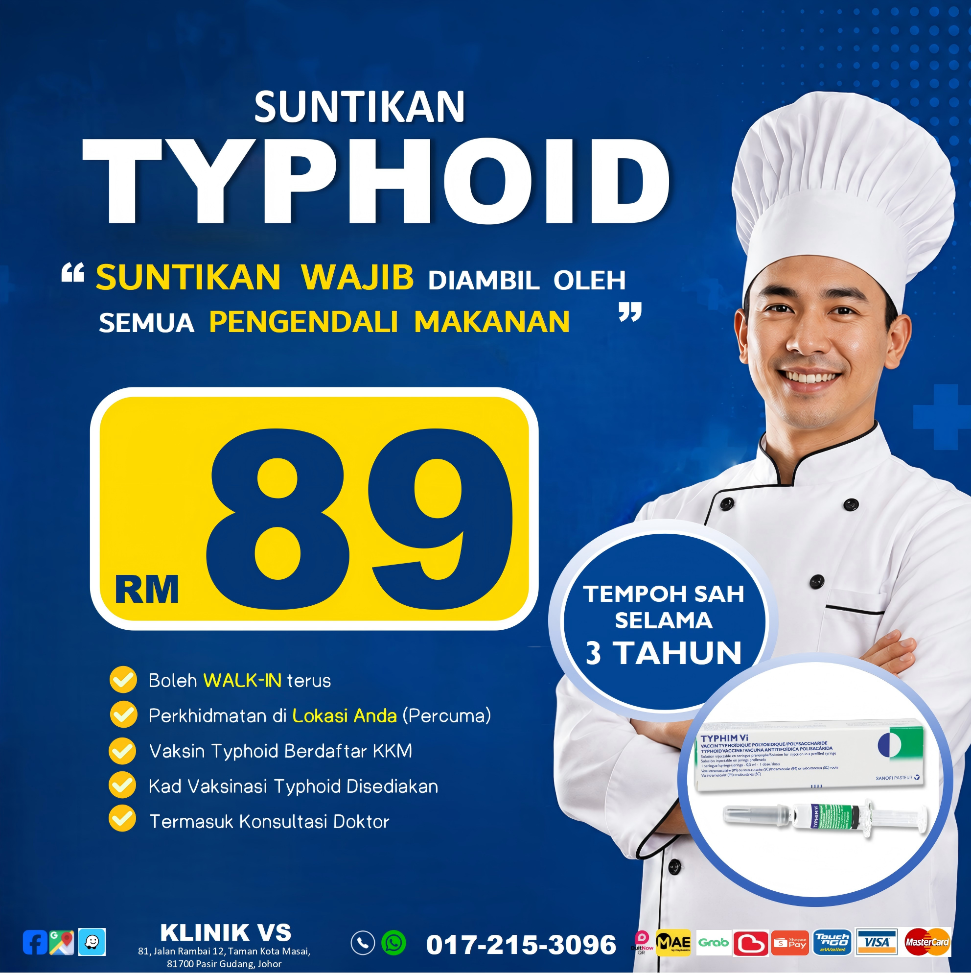 Suntikan Typhoid untuk Pengendali Makanan